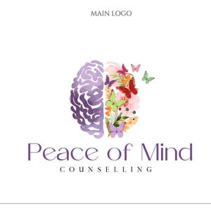 Feminine Psychologist Logo, Life coach logo, Mental Health Branding, Brain logo, Flying butterflies logo, Counselors logo, Therapist logo