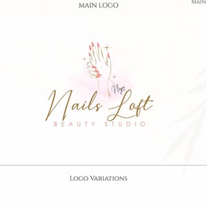 Logotipo de estudio de uñas con estilo, logotipo de uñas, logotipo de técnico de uñas, logotipo de maquillador, logotipo de esmalte de uñas, logotipo comercial prediseñado