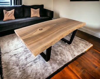 Live Edge Wooden Coffee Table, Modern Rustic Dining Room Furniture, Rectangular Live Edge Dining Table, Wood Kitchen Table, Patio Furniture