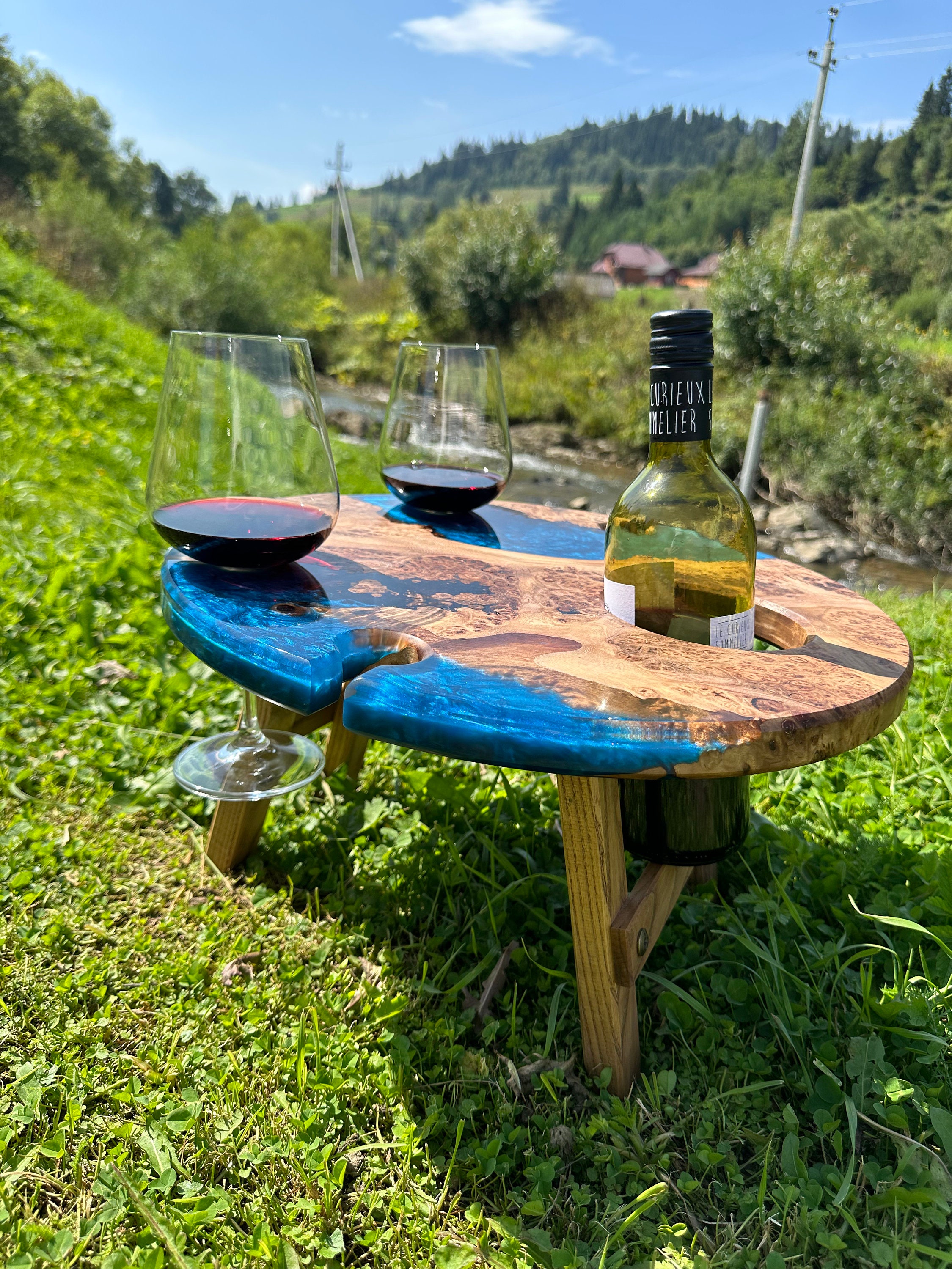 Outdoor wine table and wine glass holder shop
