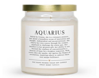 Aquarius Scented Jar Candle | Birthday Gift For Best Friend | Zodiac Definition | Birthday Candle | Astrology Gift | Star Sign Candle