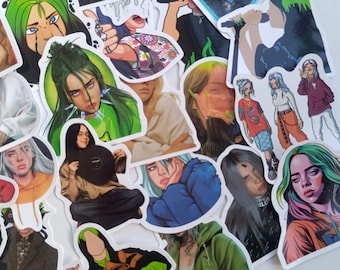 Billie Eilish Sticker pack waterproof retro look decals for journals, scrapbooking,laptops, water bottles, gifts new