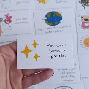 Inspirational Affirmation Cards with Cute Illustrations – Positive Quote Mini-Notes Motivational Mental Health Affirmation