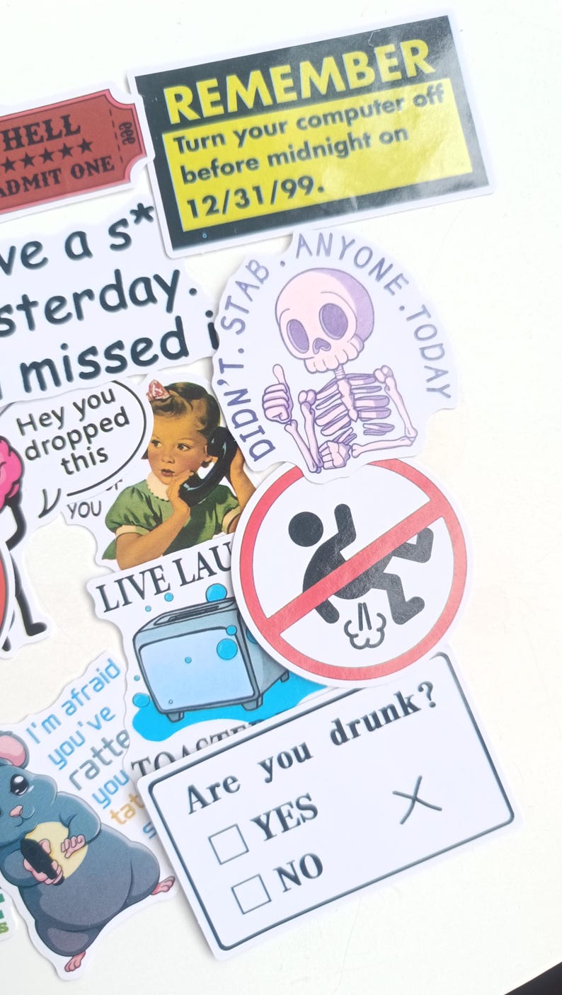 Skeleton Reminder Dark Humor Sarcasm Lot 2 Sticker Pack Decals Vinyl Decals Waterproof ...