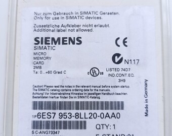 Siemens Scheda Di Memoria MMC 6ES7953-8LL20-0A0 2 MB Per Simatic S7 (testata)