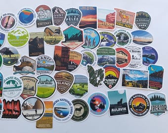 Stickerpakket Canadese Nationale Parken - Vintage reisstickers voor laptop en waterflessen - Natuurstickers van Banff, Jasper en Fundy - Canada Wand