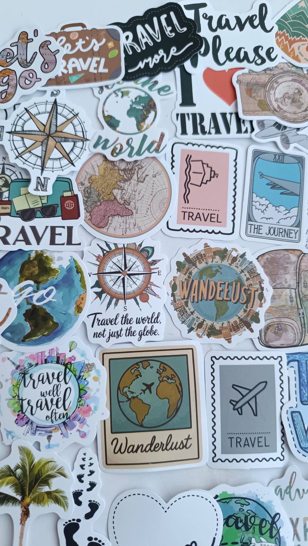 Wanderlust Travel Sticker Pack – World Map, Passport Stamp, and ...