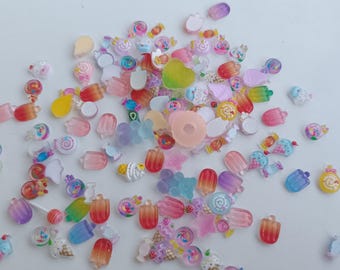 Miniatur-Süßigkeiten-Dekorationsset aus Kunstharz, gemischte Farben – DIY-Bastelzubehör aus Kunstharz für Nagelkunst, Bastelarbeiten, Handyhüllen und mehr