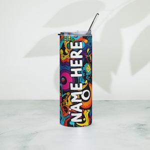 Personalized Graffiti Tumbler, Custom Name Urban Cup, Street Art Lover Drinkware, Spray Paint Tumbler, Graffiti Present With Name, Mural Art