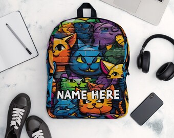 Personalized Graffiti Backpack, Custom Name Urban Rucksack, Street Art Lover School Bag, Spray Paint Bag, Artistic Backpack, Mural Backpack