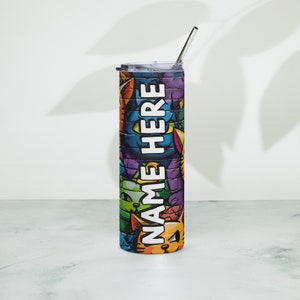 Personalized Graffiti Tumbler, Custom Name Urban Cup, Street Art Lover Drinkware, Spray Paint Tumbler, Graffiti Present With Name, Mural Art