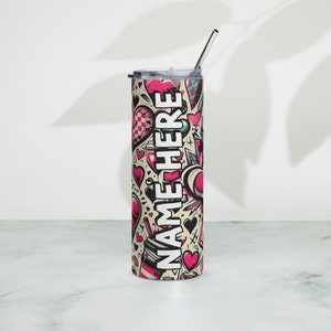Personalized Graffiti Tumbler, Custom Name Urban Cup, Street Art Lover Drinkware, Spray Paint Tumbler, Graffiti Present With Name, Mural Art