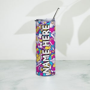 Personalized Graffiti Tumbler, Custom Name Urban Cup, Street Art Lover Drinkware, Spray Paint Tumbler, Graffiti Present With Name, Mural Art