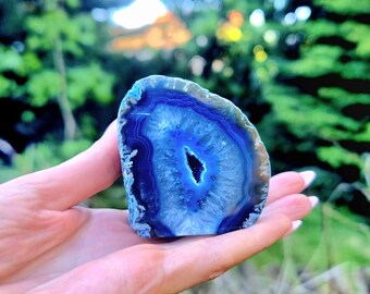Blue Agate Druzy Geode Crystal From Brazil 208g