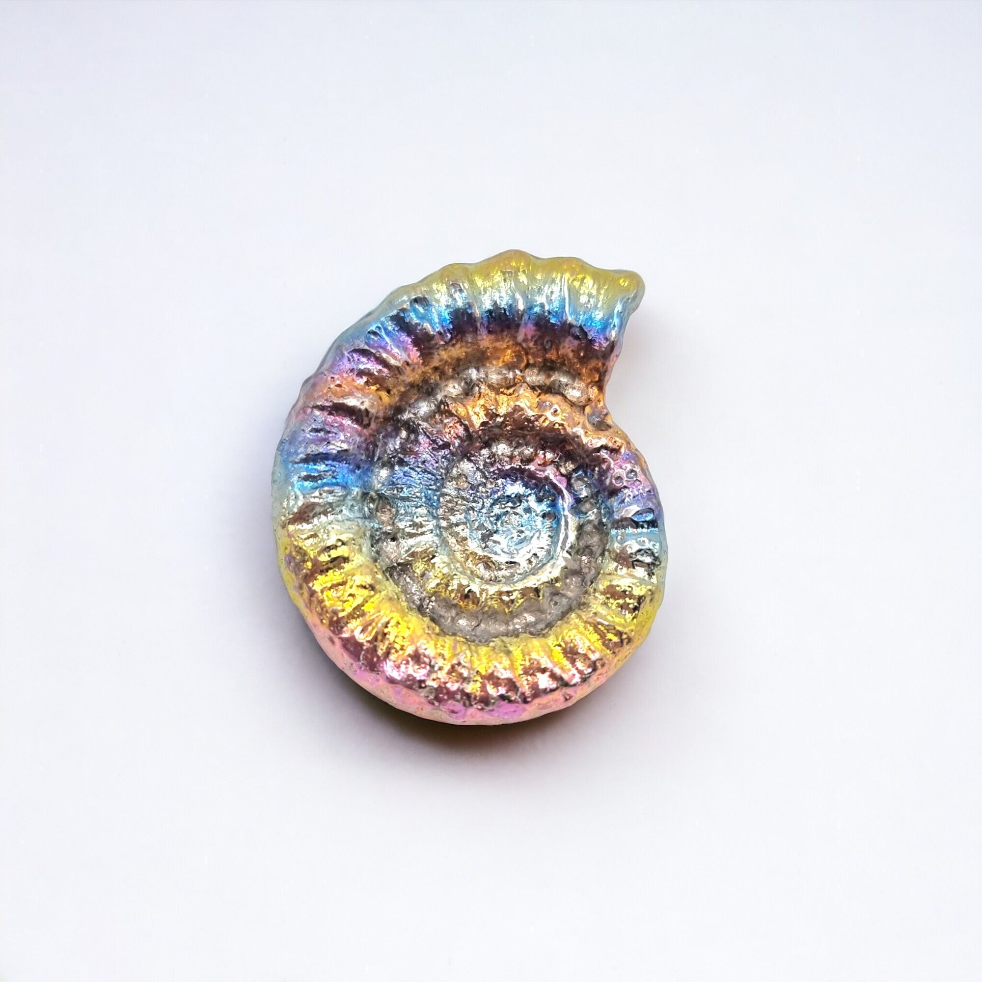 Bismuth Crystal Ammonite Carving Gift