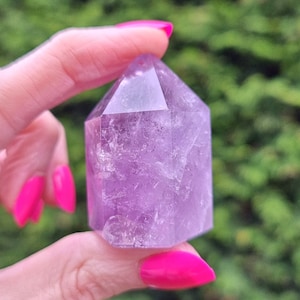 Phantom Amethyst Polished Tower Crystal, Chunky Purple Phantom Amethyst Crystal Point From Brazil, Beautiful Crystal Gifts
