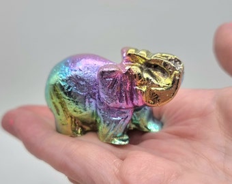 Bismuth Elephant Crystal Carving Gift