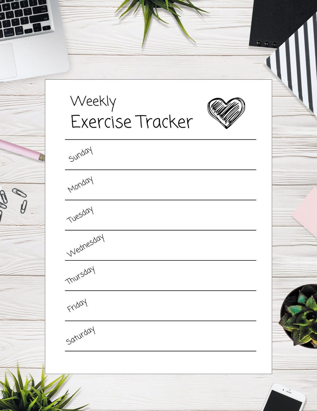 Weekly Exercise Tracker - Etsy