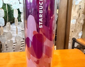 Vaso térmico Starbucks 2020 para el Día de San Valentín, color rosa y morado.