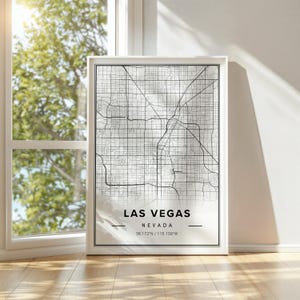 Las Vegas NY Karte Karte Druck, Vegas Poster, Nevada Wandkunst, minimalistische Stadt Karte, Premium Las Vegas Dekor, hochauflösende