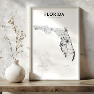 Florida kaart print, minimalistische moderne Florida stratenplan poster, moderne muurkunst voor thuis, op kantoor of kinderkamer, afdrukbare stedelijke kaart decor