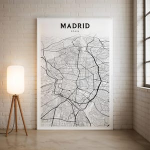 Impresión del mapa de la ciudad de Madrid, arte mural de Madrid de alta resolución, decoración urbana, ¡descarga digital!