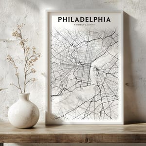 Philadelphia Karte Drucken, Philadelphia Karte Poster, Philadelphia Karte Wandbild, Philadelphia Philadelphia Karte Dekor - moderner Stil