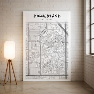 Disneyland Californië kaart print, Anaheim kaart poster, Disney kaart muur, Disneyland kaart decor – digitale afbeelding met hoge resolutie