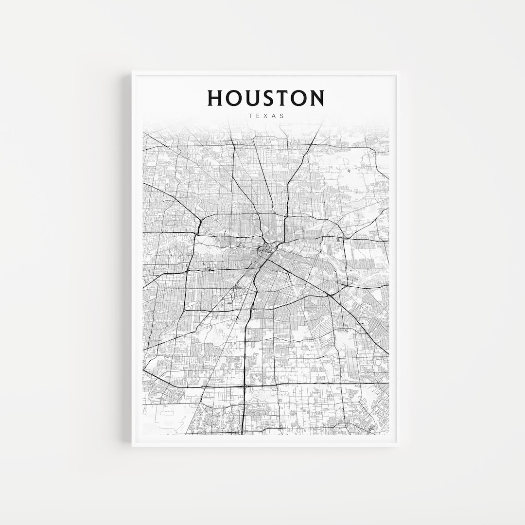 Houston Minimalist Map Print | City Map Art | Elegant Houston Road Map ...