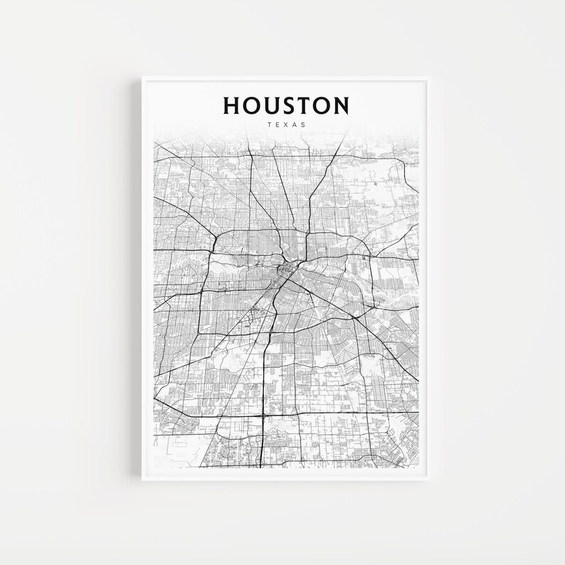 Houston Minimalist Map Print | City Map Art | Elegant Houston Road Map ...