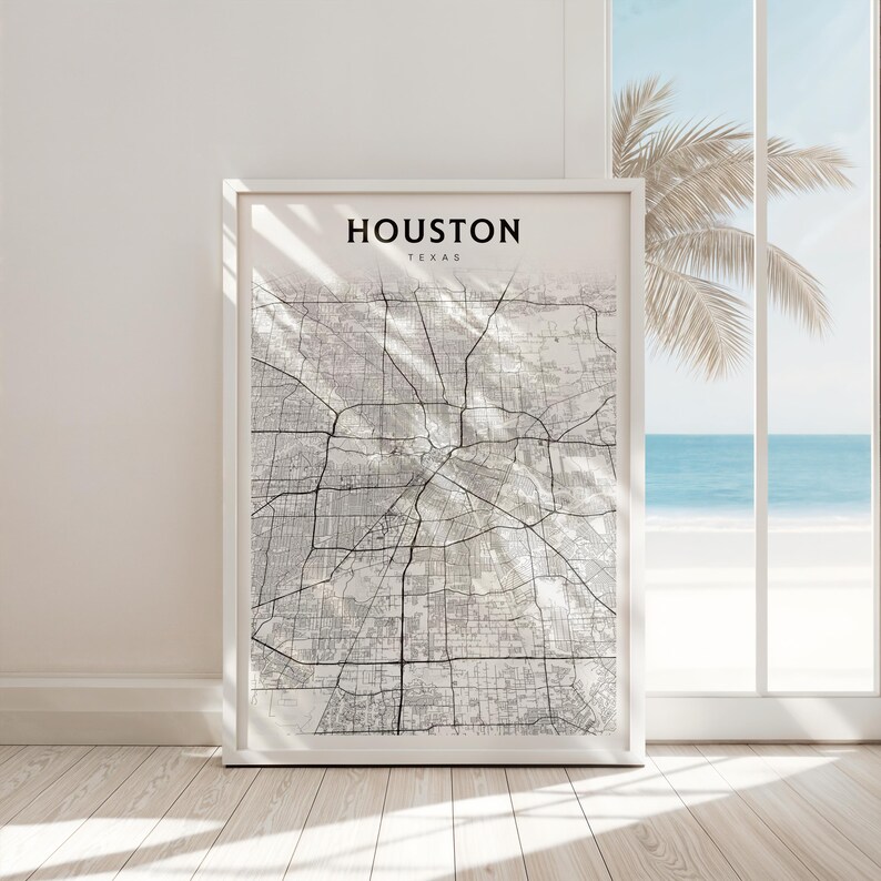 Houston Minimalist Map Print | City Map Art | Elegant Houston Road Map ...