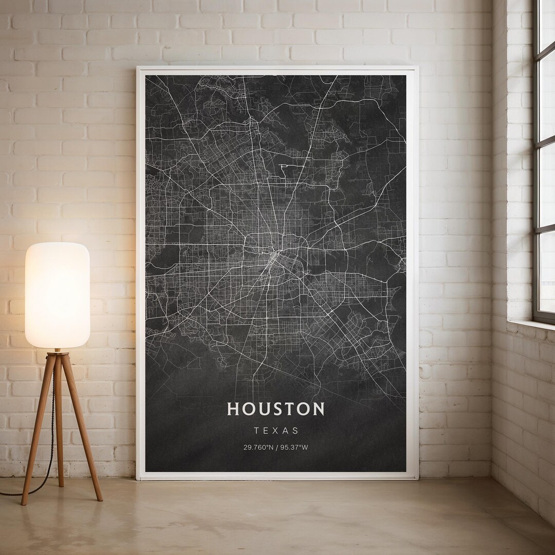 Houston Minimalist Map Print | City Map Art | Elegant Houston Road Map ...