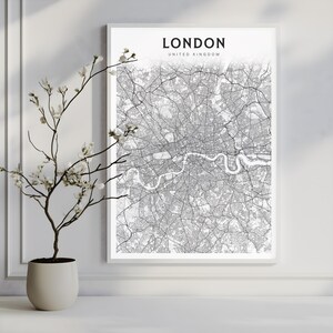 London City Karte Print, London Wandkunst, London Dekor, Wohnzimmer, England Karte, Printable Urban Decor UK, hochauflösender digitaler Download