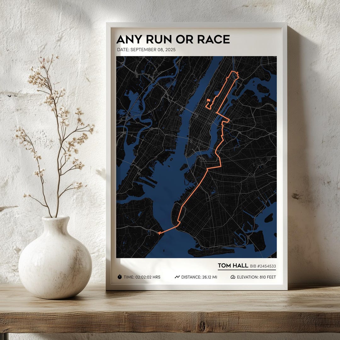 Personalized Running Route Map - Custom Race or Cycling Track Print - Etsy