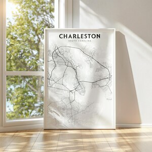 Impressão de mapa da cidade de Charleston, SC, pôster de Charleston, arte de parede da Carolina do Sul, mapa minimalista da cidade, decoração premium de Charleston, alta resolução