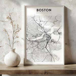 Boston Massachusetts Karte Poster, Boston Street Karte, moderne Wandkunst für Zuhause, Büro oder Kinderzimmer, druckbare Stadtkarte-Dekor