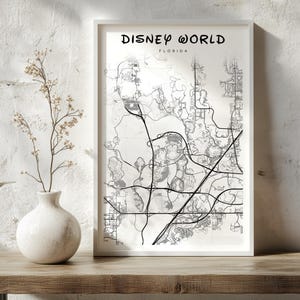 Disney wereldkaart Florida FL stadskaart afdrukken, stratenkaart poster, moderne muurkunst voor thuis, op kantoor of in de kinderkamer, afdrukbare stedelijke kaart decor
