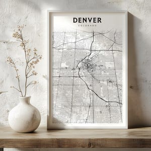 Denver City Map Druck, Denver Street Karte Poster, moderne Wandkunst für Zuhause, das Büro oder das Kinderzimmer, druckbare Stadtkarte