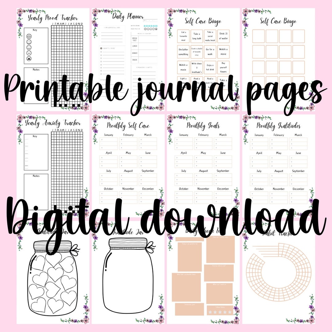 Self Care Mental Health Printable Journal Pages - Etsy