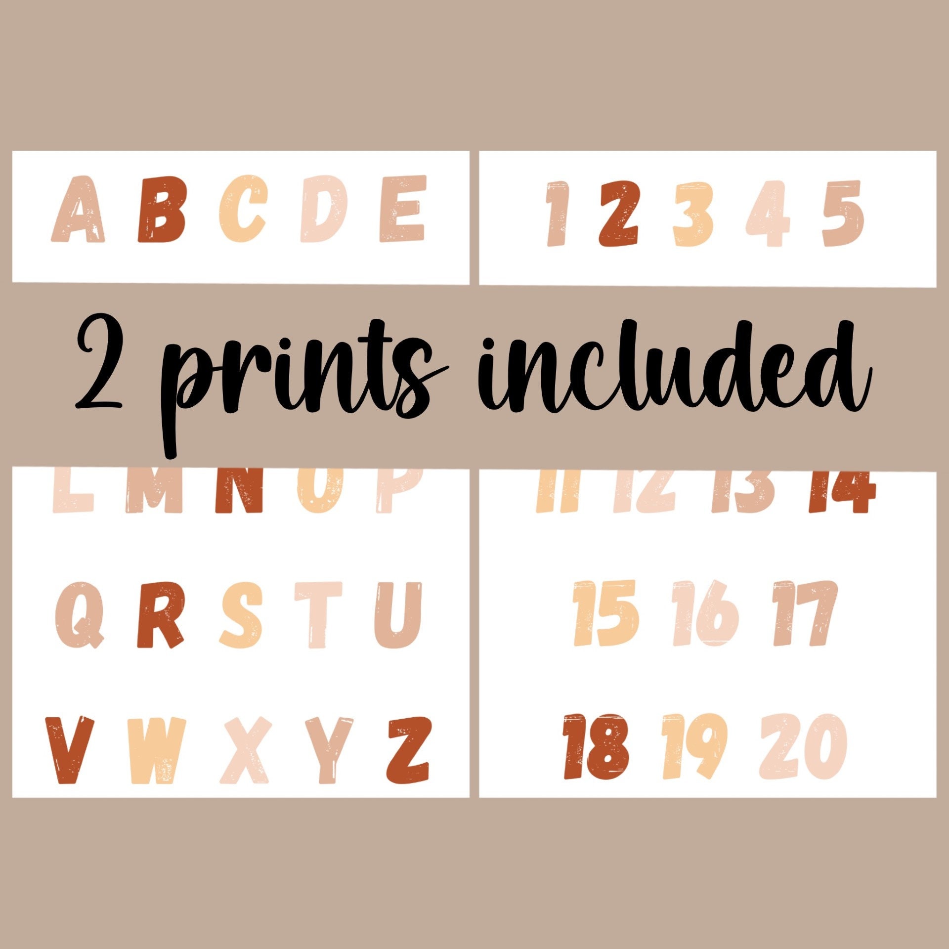 Neutral Alphabet and Letters Digital Print - Etsy