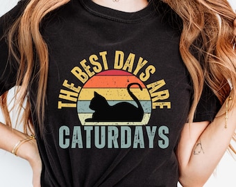 Cat Lover Caturdays T-Shirt, Comfort Colors Tee