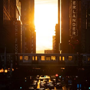 Chicagohenge Sunset Wall Art – Chicago Cityscape Photo Print, Urban Skyline Decor, 20&quot;x30&quot; Unframed Poster