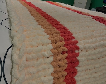 Hand Knit Neapolitan Ice Cream Blanket