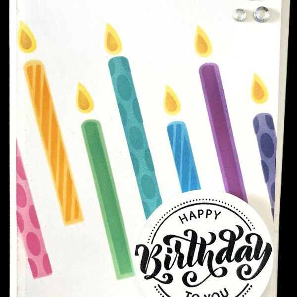 3 Bright Birthday Cards Envelopes Included, Bright Birthday Card Set Bold Birthday Cards Blank Birthday Cards Colorful Candle Card Rainbow