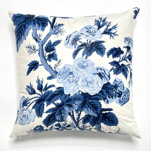 Schumacher, Albert Hadley, Pyne Hollyhock, Indigo Pillow Cover