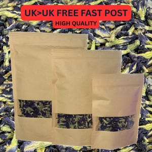 Butterfly Pea Blue Flower Tea, Whole Flowers, UK>UK FREE post! Premium Quality 25/50/75/100/500g Clitoria Ternatea