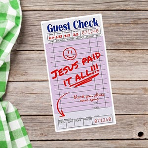 Jesus Paid It Call Guest Check Restaurant Bill Cute Sticker Gift for Christian Bible Journaling Decoration Faith Planner Religious Sticker