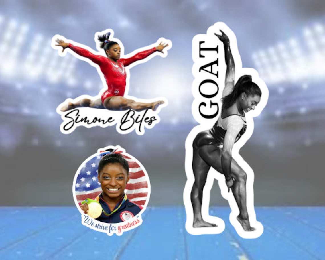 Simone Biles GOAT Gymnastics Sticker Collection for Gymnast Gift for