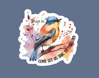 Watercolor Bird Psalm Sticker - Christian Faith Gift