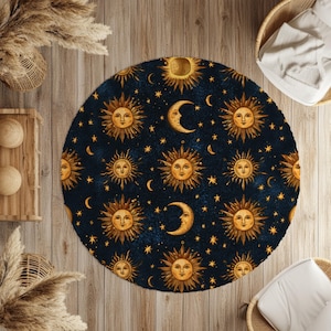 Whimsigoth sun and moon Rug Decor, 90s Celestial Decor, Crescent Moon, Whimsigoth, Home Decor, Vintage Style. witch decor, vintage style
